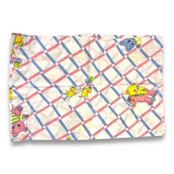 Vintage Cotton Duck/Bear print fitted crib sheet pillowcase Baby Nursery set - Picture 7 of 8